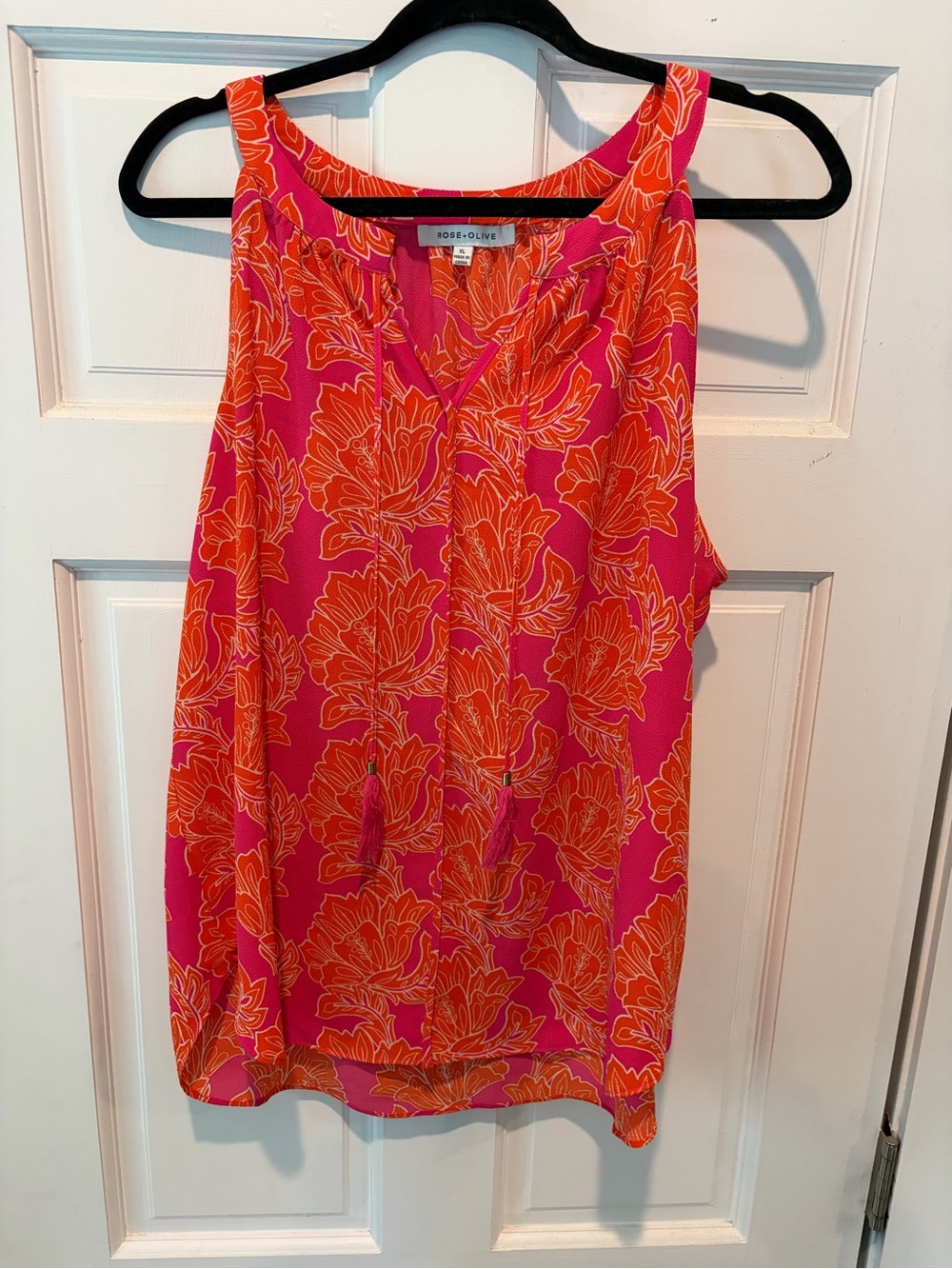 Rose & Olive Pink and Orange Floral V-Neck Camisole
